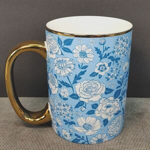 Grace Teaware Coffee Tea Mug Cup Blue Flowers Gold Rim Handle